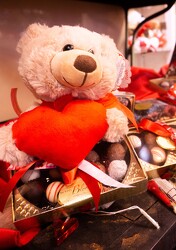 VD Bear with Chocolates from In Full Bloom in Farmingdale, NY