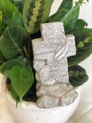 Small Memory Cross Plaque from In Full Bloom in Farmingdale, NY